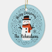 Monogram Cute Trendy Snowman Kerstmis Keramisch Ornament (Links)