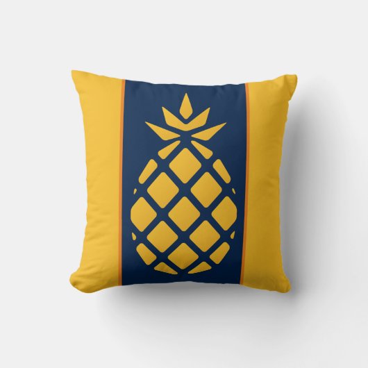 Monogram Cute Yellow en Blue Pineapple Kussen (Voorkant)