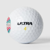 Monogram Cyaan Peach Reds Geometric Chevron Patter Golfballen (Logo)