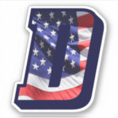 Monogram D Amerikaanse vlag D Initiaal Verenigde S Sticker (Voorkant)