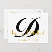 Monogram D Bewaar de datum Kaart Gold Black White (Voorkant / Achterkant)