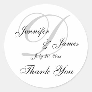 Monogram D Bruiloft Dank u Label Sticker