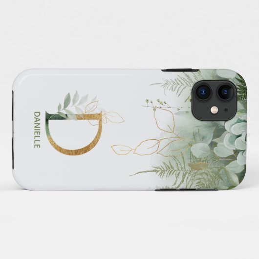 Monogram D Elegant Green Coque-Mate coque iphone (Dos (Horizontal))