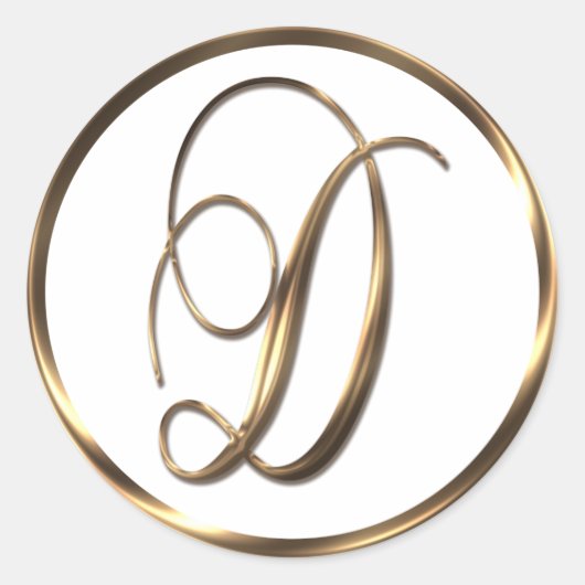 Monogram D Faux Bronze Ronde Sticker (Voorkant)