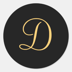Monogram D, gouden initiaal D script Ronde Sticker