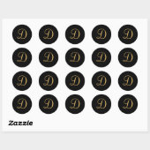 Monogram D, goudkleurig initiaal D script Ronde Sticker (Vel)