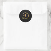 Monogram D, goudkleurig initiaal D script Ronde Sticker (Tas)