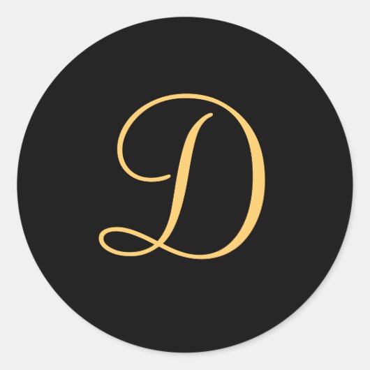 Monogram D, goudkleurig initiaal D script Ronde Sticker (Voorkant)