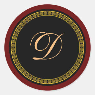 Monogram "D" goudkleurig script Ronde Sticker