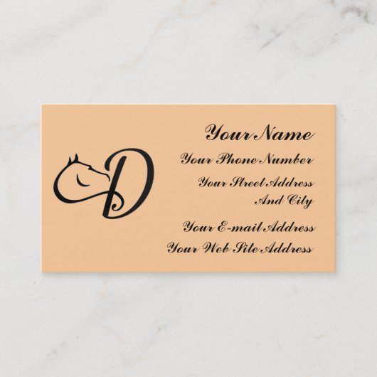 Monogram D Horse Equestrian Classic Visitekaartje (Voorkant)