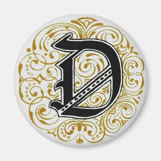Monogram "D" in goud - Magnet Magneet (Voorkant)