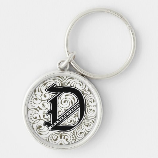 Monogram "D" in grijs Sleutelhanger (Voorkant)