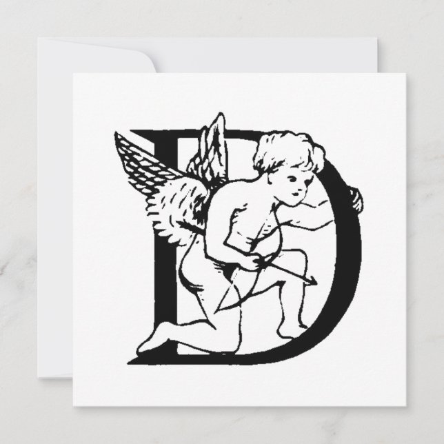Monogram D Initiaal zwart-wit Cupid Patroon (Voorkant)
