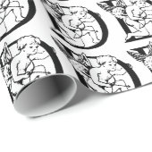 Monogram D Initiaal zwart-wit Cupid Patroon Cadeaupapier (Rol Hoek)