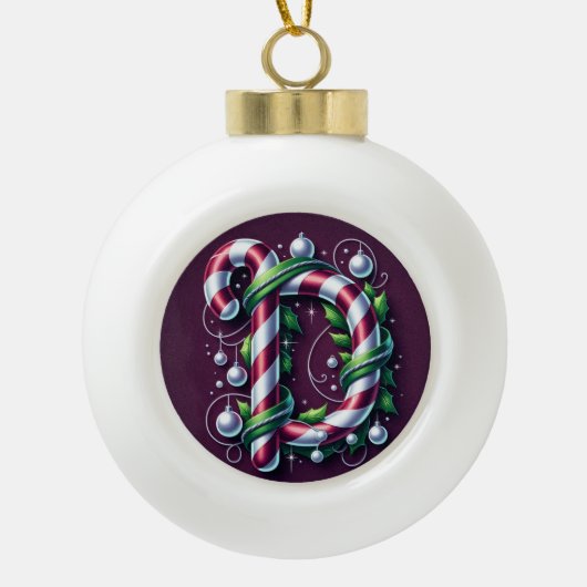 monogram "D" Keramische Bal Ornament (Voorkant)