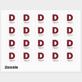 Monogram D met rood en zwart buffel Vierkante Sticker (Vel)