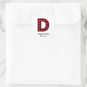 Monogram D met rood en zwart buffel Vierkante Sticker (Tas)
