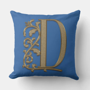 Monogram D Mooie Blauwe Familie, Trouwdag, Verjaar Kussen
