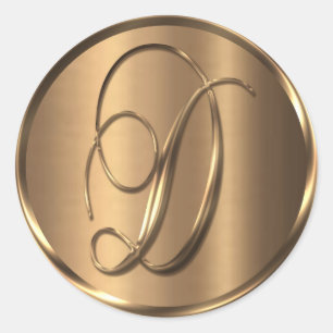 Monogram D NONMETALLIC Bronze Envelope Seal Ronde Sticker