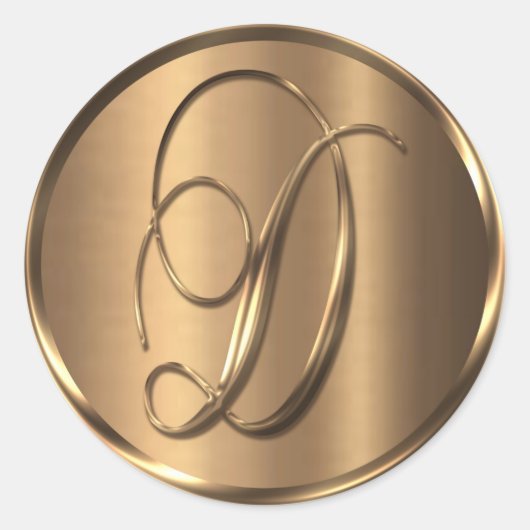 Monogram D NONMETALLIC Bronze Envelope Seal Ronde Sticker (Voorkant)