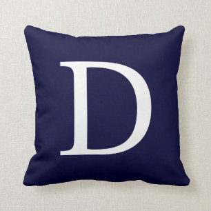 Monogram D op marineblauw Kussen