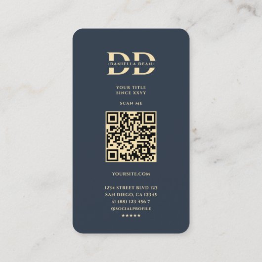 Monogram D Professional Donkerblauw Goud Visitekaartje (Achterkant)