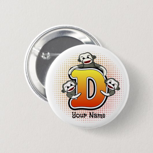 Monogram D Sock Monkey Ronde Button 5,7 Cm (Voorkant /achterkant)