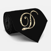 Monogram D van Elegant Black en Gold Kijk Stropdas (Opgerold)