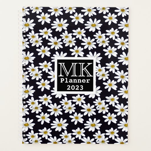 Monogram Daisy Floral Pattern Planner (Voorkant)