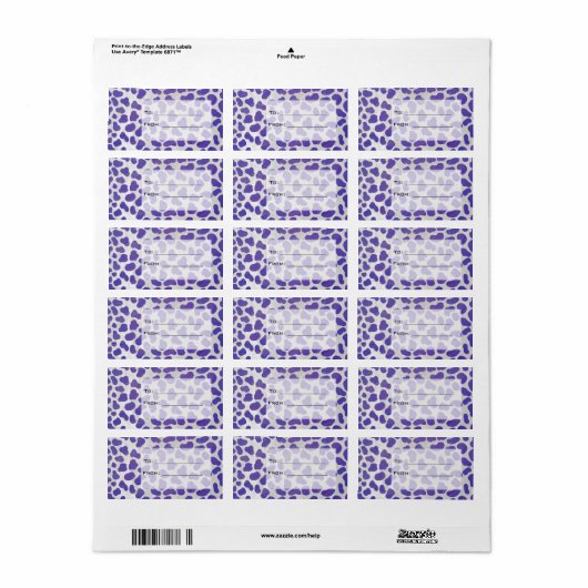 Monogram Dalmatiaans Paars en wit afdrukken Etiket (Full Sheet)