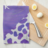 Monogram Dalmatiaans Paars en wit afdrukken Theedoek (Quarter Fold)