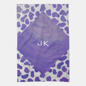 Monogram Dalmatiaans Paars en wit afdrukken Theedoek (Verticaal)