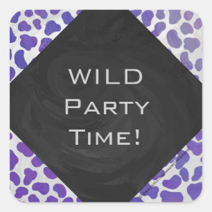 Monogram Dalmatiaans Paars en wit afdrukken Vierkante Sticker