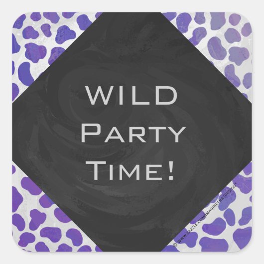 Monogram Dalmatiaans Paars en wit afdrukken Vierkante Sticker (Voorkant)