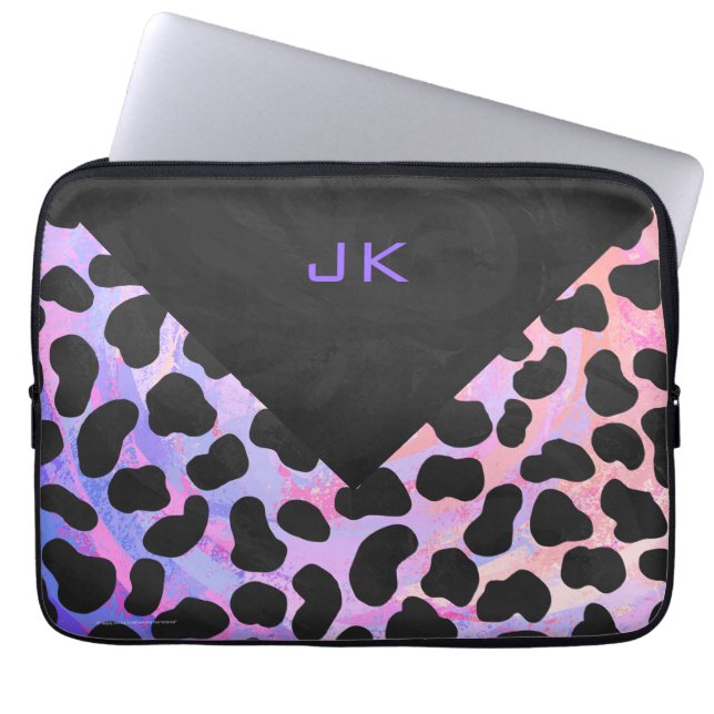 Monogram Dalmatian Black en Pink Laptop Sleeve (Voorkant)
