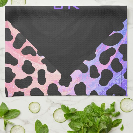 Monogram Dalmatian Black en Pink Theedoek (Gevouwen)