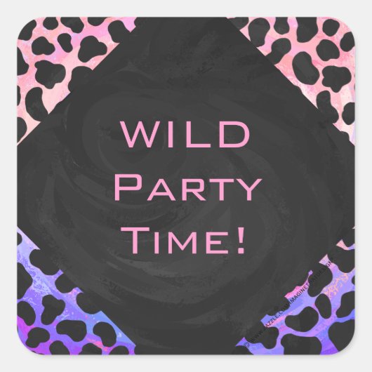 Monogram Dalmatian Black en Pink Vierkante Sticker (Voorkant)