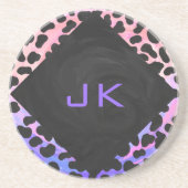 Monogram Dalmatian Black en Pink Zandsteen Onderzetter (Voorkant)