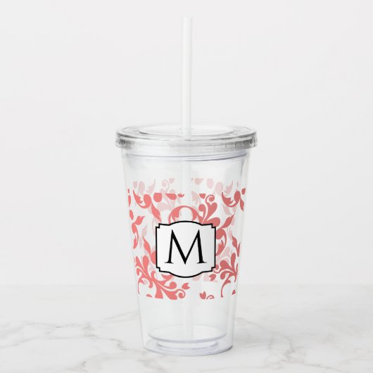Monogram Damask Acryl Drinkbeker (Voorkant)