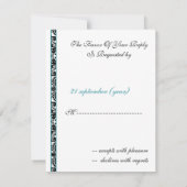 monogram damask aqua rsvp cards kaartje (Achterkant)