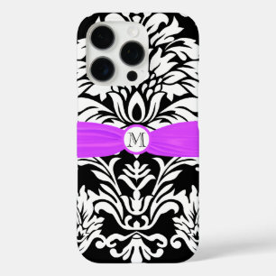 Monogram  Damask Floral Pattern iphone 16 Pro Hoesje