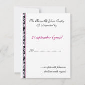 monogram damask fuchsia rsvp cards kaartje (Achterkant)