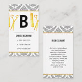 Monogram Damask Haarstylist Visitekaartje (Voorkant / Achterkant)