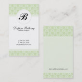 Monogram Damask Patroon (mintgroen) Visitekaartje (Voorkant / Achterkant)