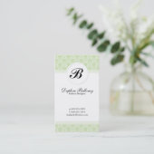 Monogram Damask Patroon (mintgroen) Visitekaartje (Staand voorkant)