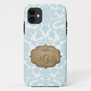 Monogram Damask Turquoise iPhone 5 Hoesje