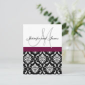 Monogram Damask Wedding Invitations Kaart (Staand voorkant)
