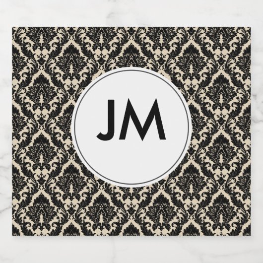 Monogram / Damast Bier Etiket (Enkel label)