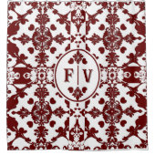 Monogram damast douchegordijn (Voorkant)