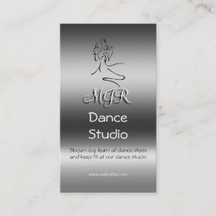 Monogram Dance Studio, danseres Logo, metallisch u Visitekaartje